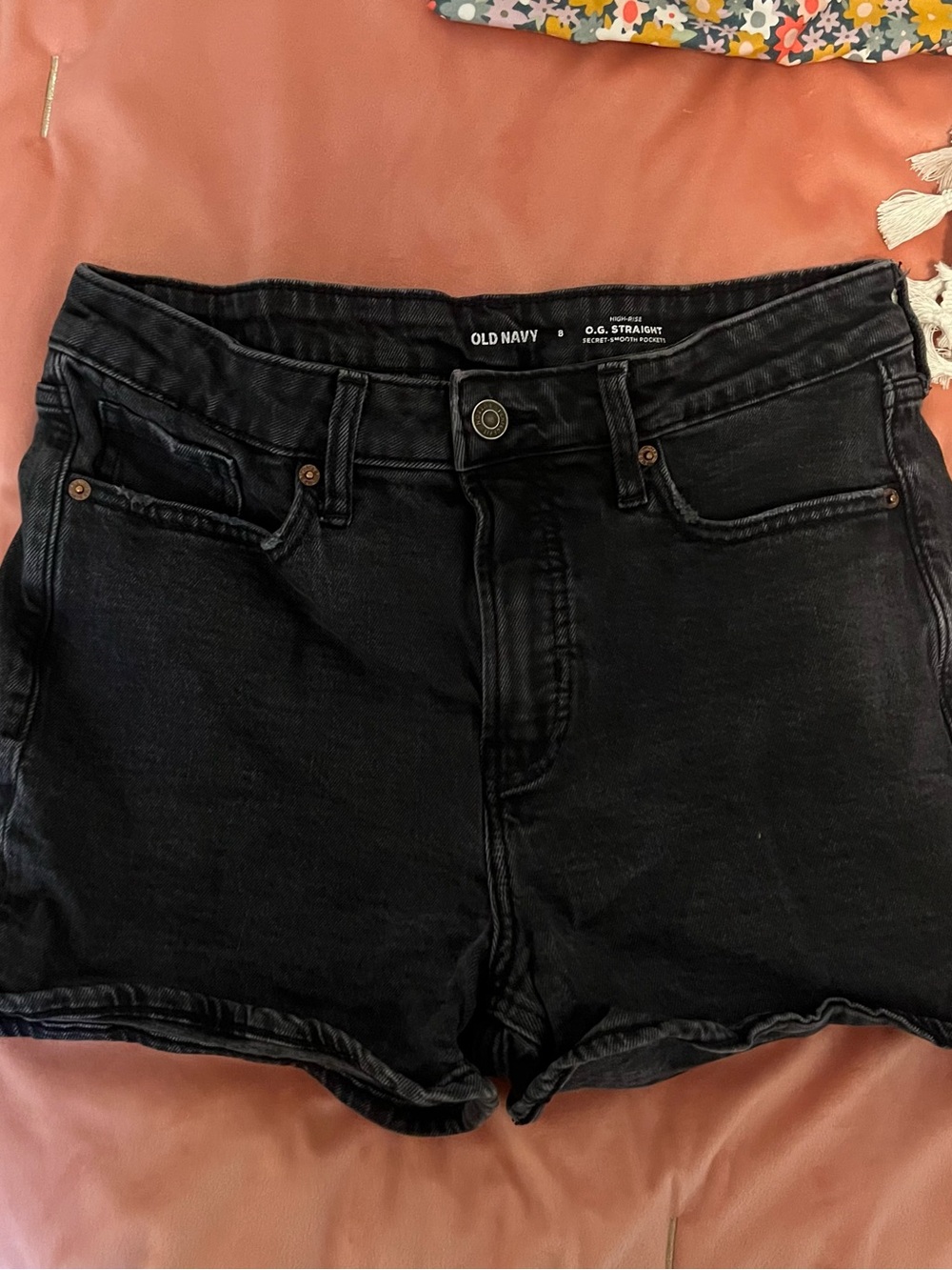Old Navy Black High-Rise OG Straight Jean Shorts